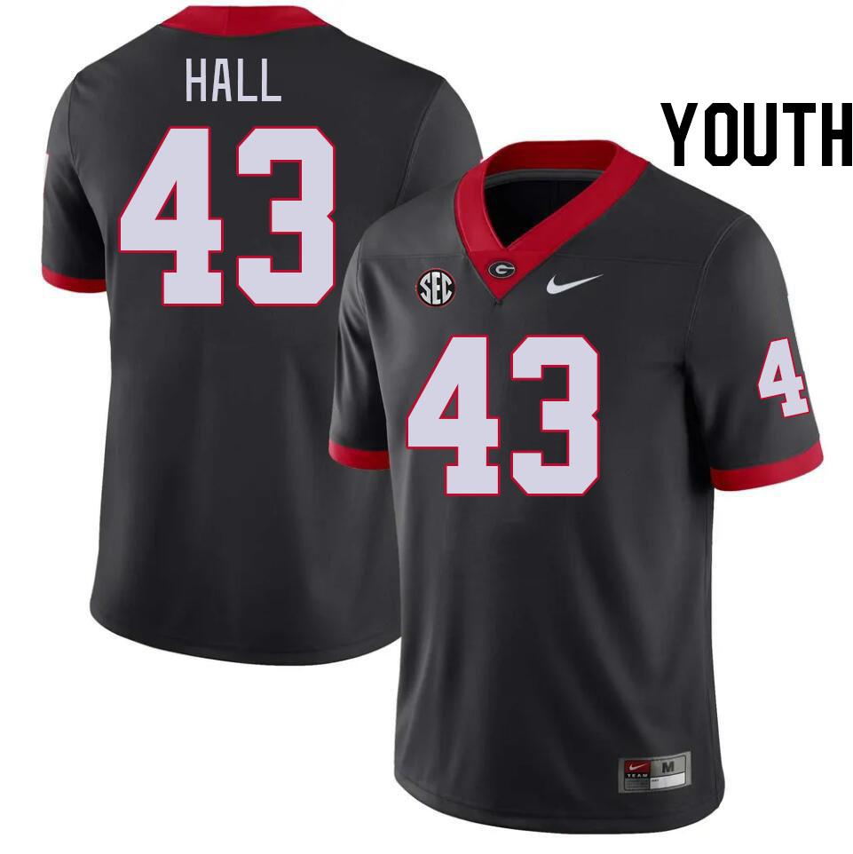 Youth #43 Ali Hall Georgia Bulldogs College Football Jerseys Stitched-Black